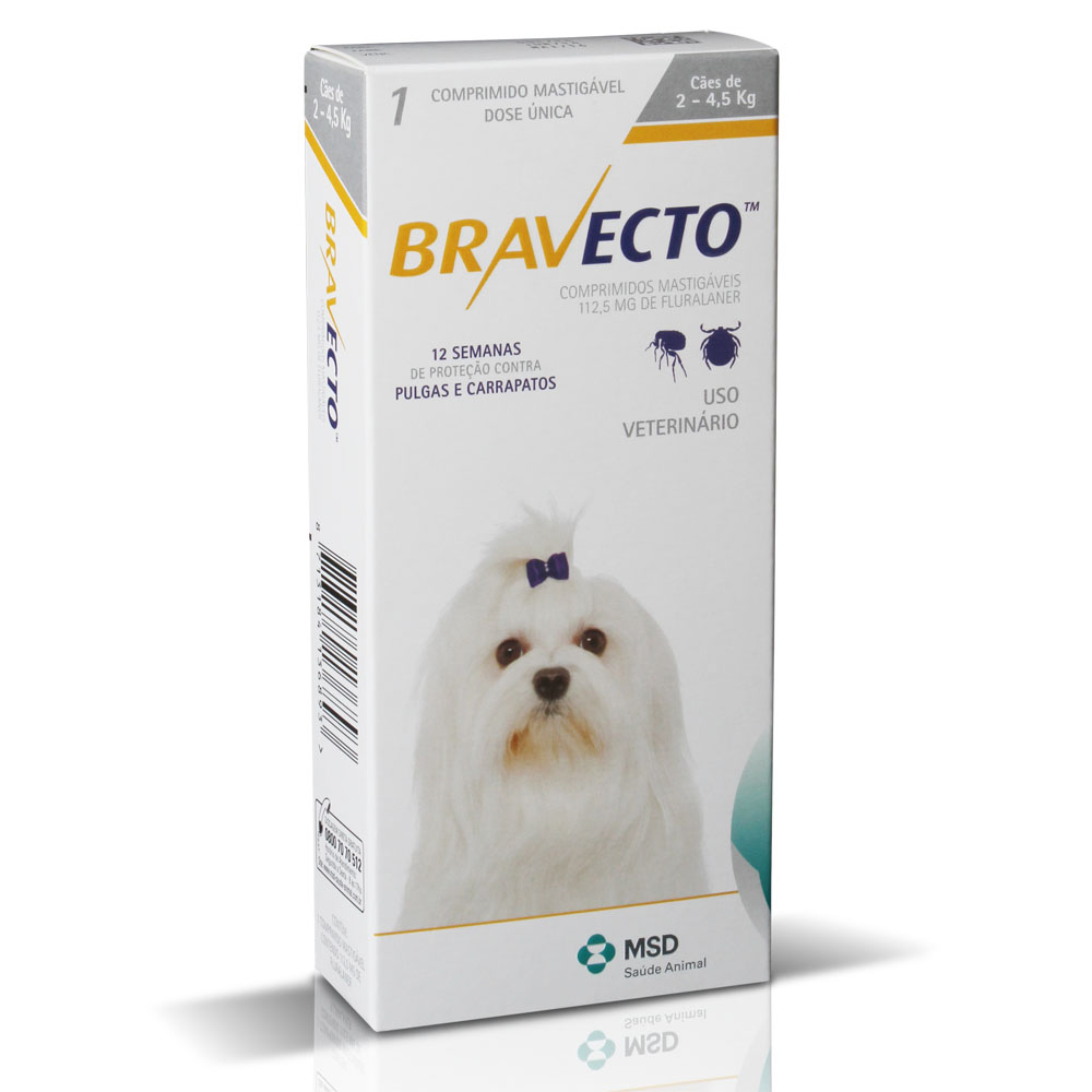 Antipulgas e Carrapatos Bravecto MSD para Cães de 2 até 4,5 Kg