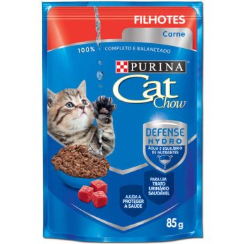 Ração Úmida Purina Cat Chow Sachê para Gatos Filhotes Sabor Carne