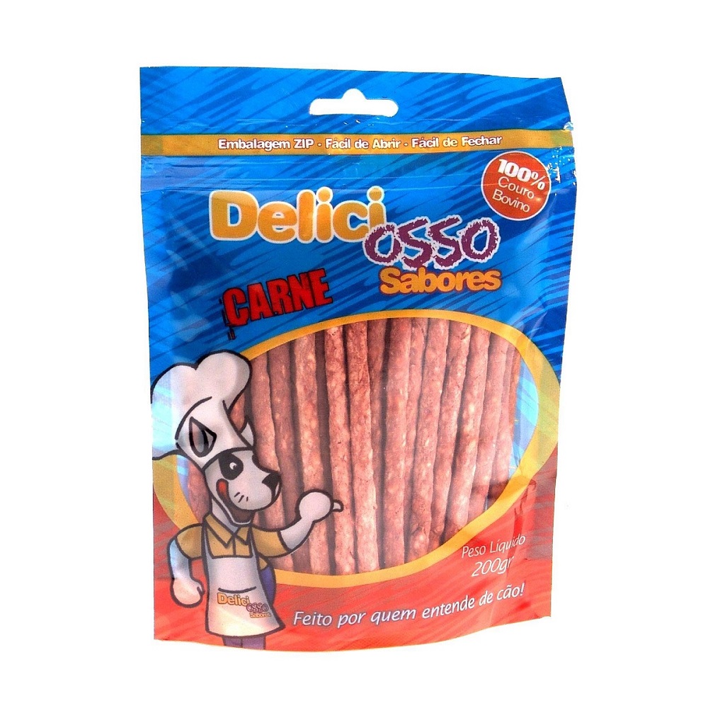 Osso Deliciosso Palito Fino Sabor Carne para Cães - 200g