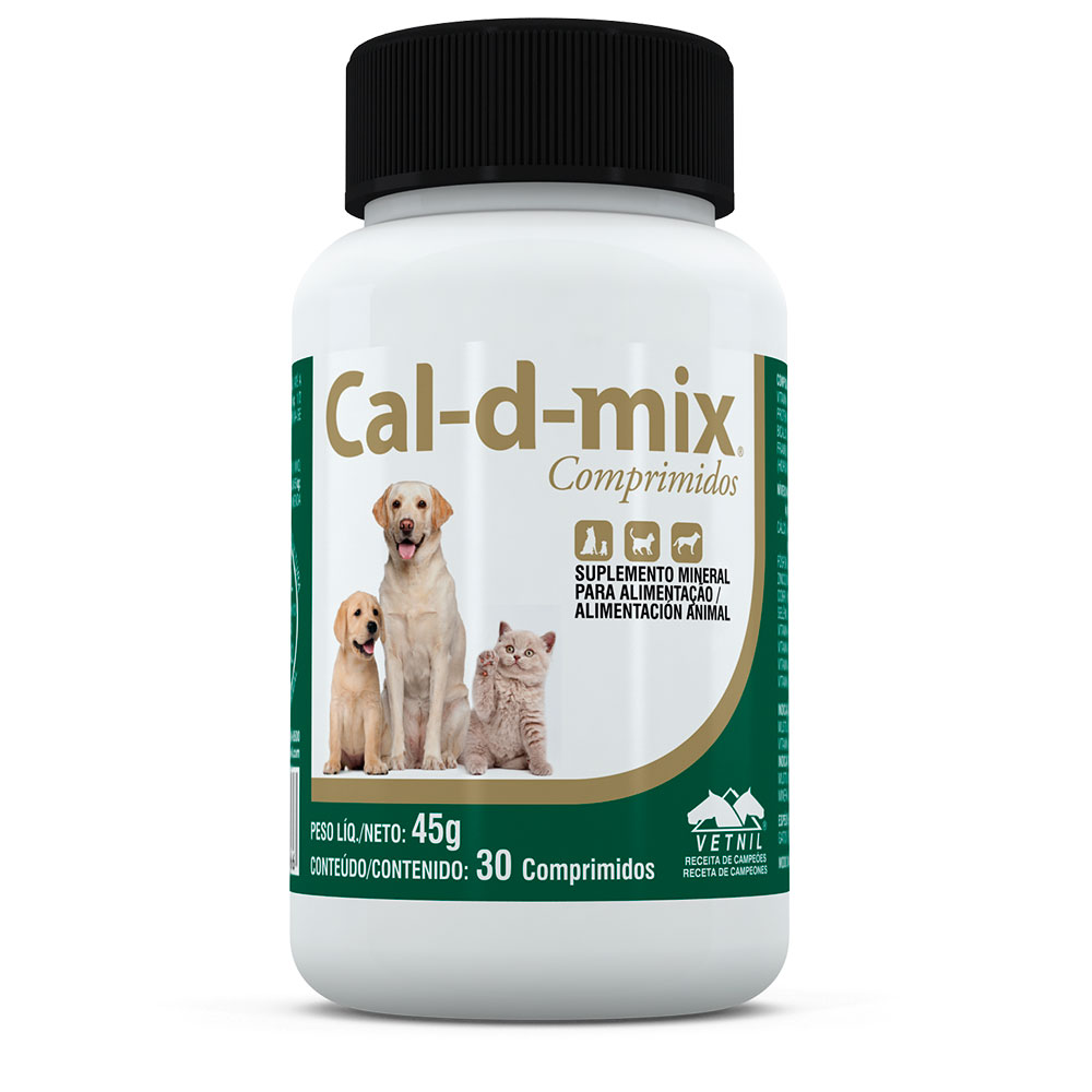 Suplemento Natural Cal-D-Mix 45g/30 Comprimidos Vetnil