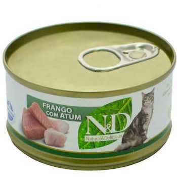 Ração Farmina N&D Úmida Lata Para Gatos Sabor Frango com Atum - 70g