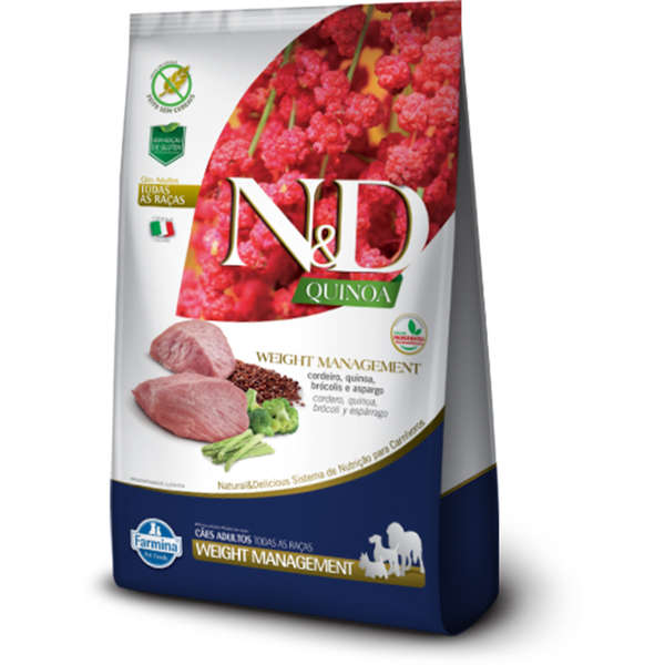 Ração Farmina N&D Quinoa Weight Management para Cães Adultos de Todas as Raças Sabor Cordeiro 2,5 Kg