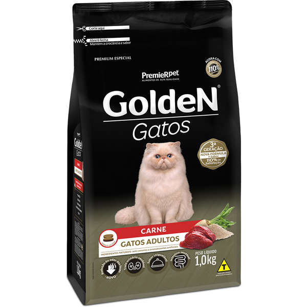 Ração Golden Gatos Adultos Sabor Carne 1Kg