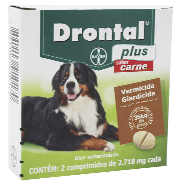 Drontal Plus Para Cães Até 35Kg Sabor Carne 2 c/ 2 Comprimidos - Bayer