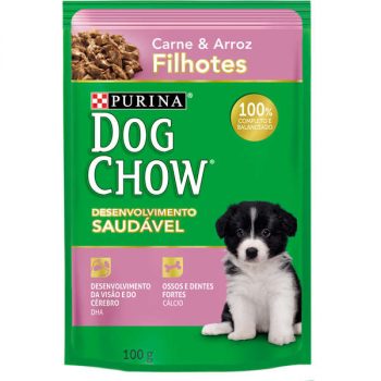 Ração Úmida Purina Dog Chow Sachê para Cães Filhotes Sabor Carne e Arroz